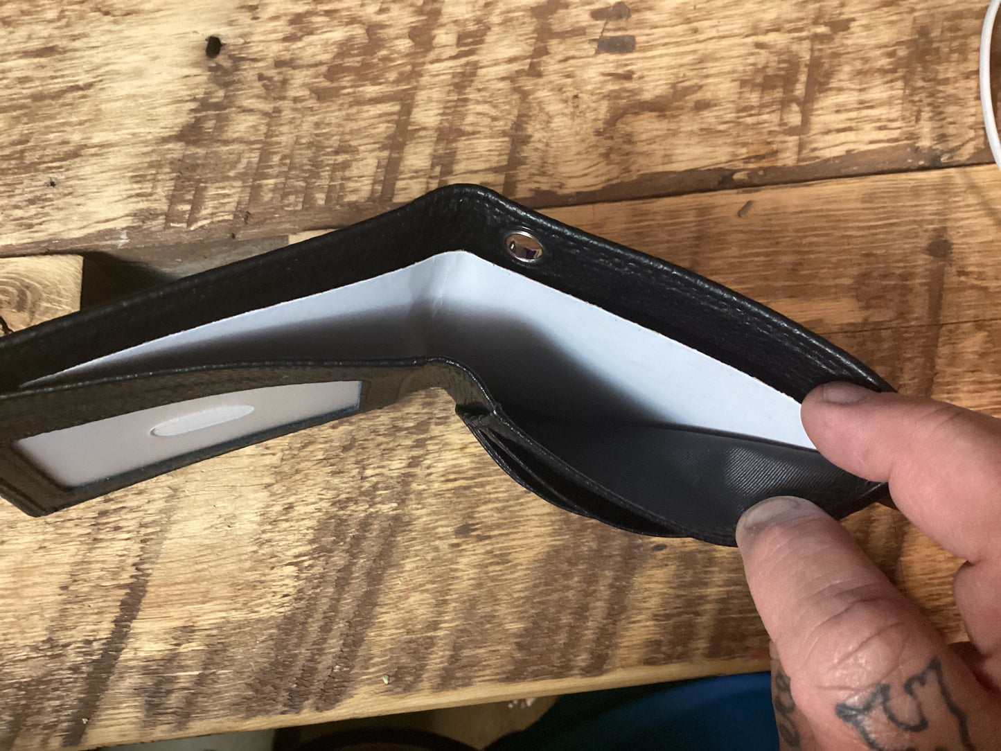 Black bi fold wallet (chain can be attached)