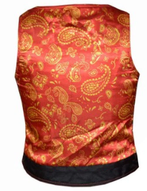 Ladies Red and Gold Paisley Liner Vest