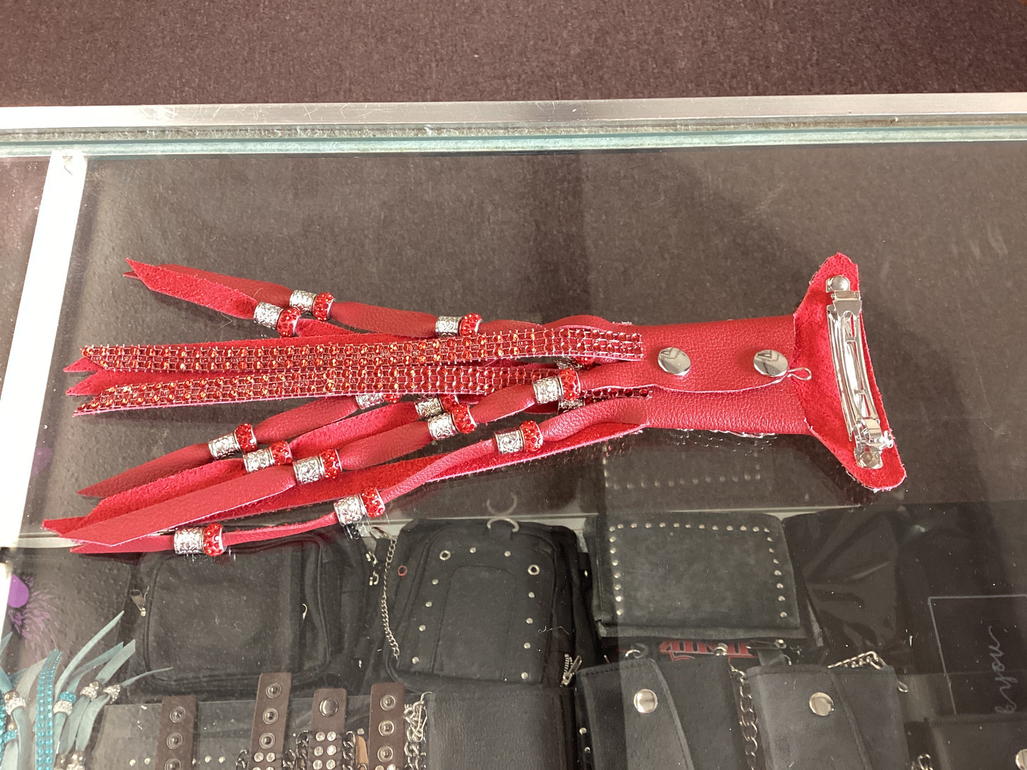 Leather hair barrettes