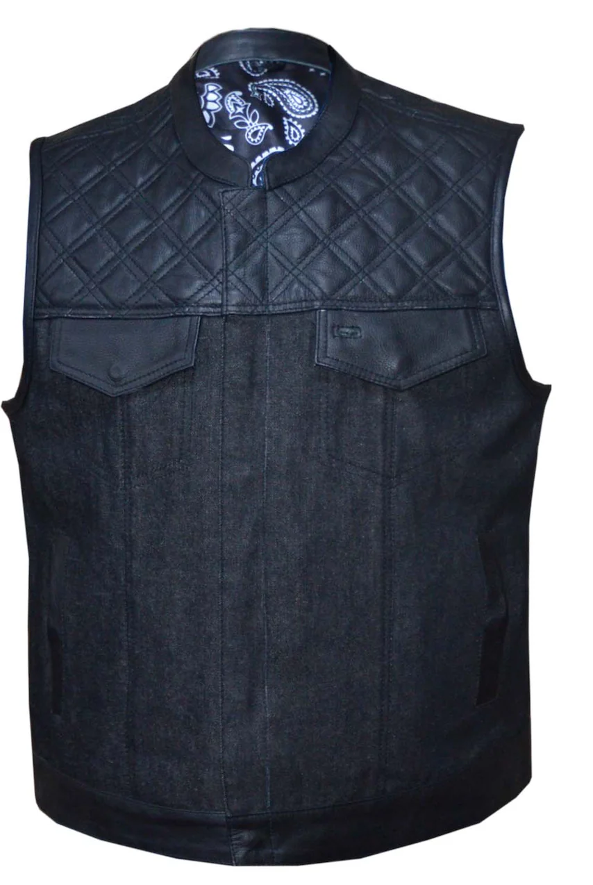 Men’s Denim/ Leather Club Vest