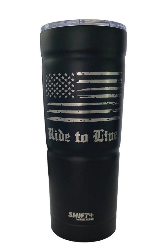 STAINLESS STEEL TUMBLER BLACK USA FLAG (25.4 OZ/750 ML)