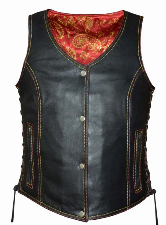 Ladies Red and Gold Paisley Liner Vest