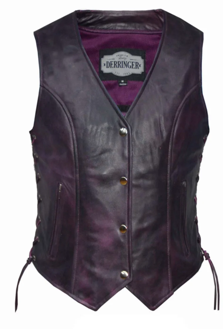 Ladies Premium Lambskin Purple Vest