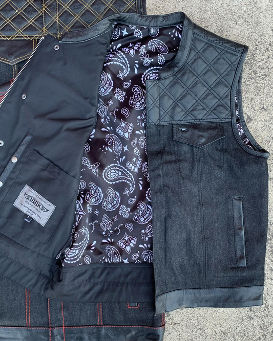 Men’s Denim/ Leather Club Vest