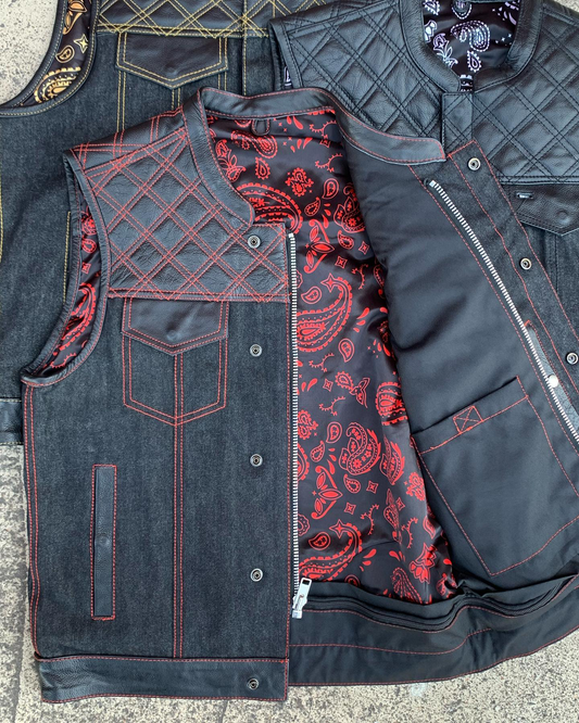 Men’s Denim/Leather Club Vest