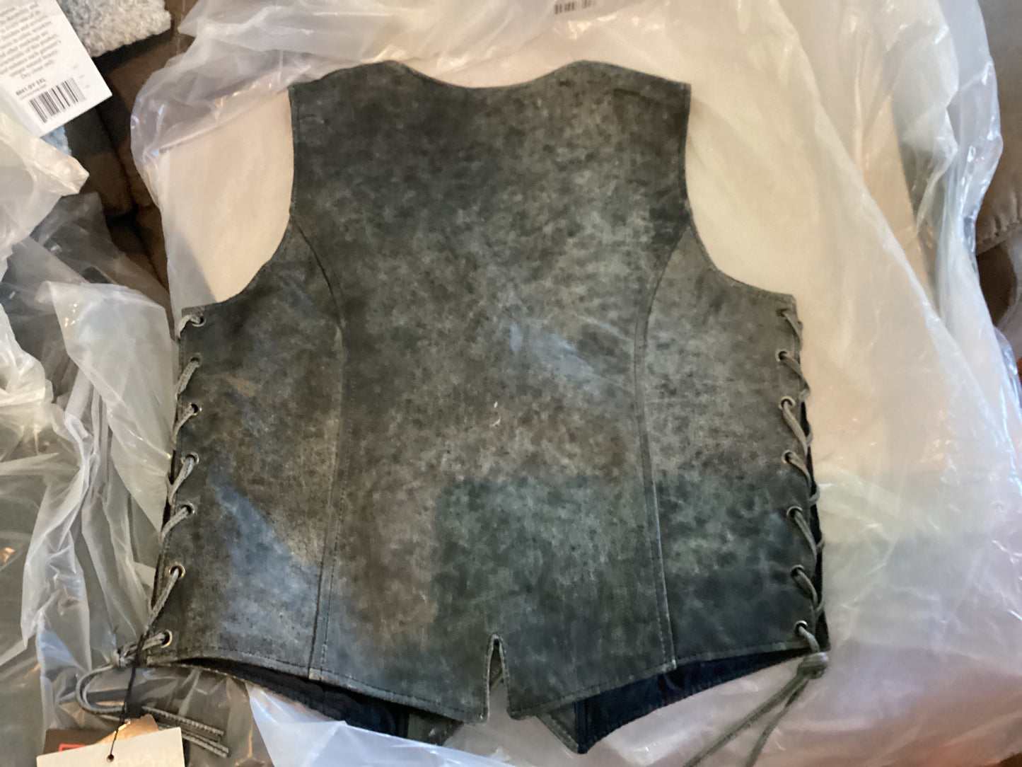 Ladies gray leather vest