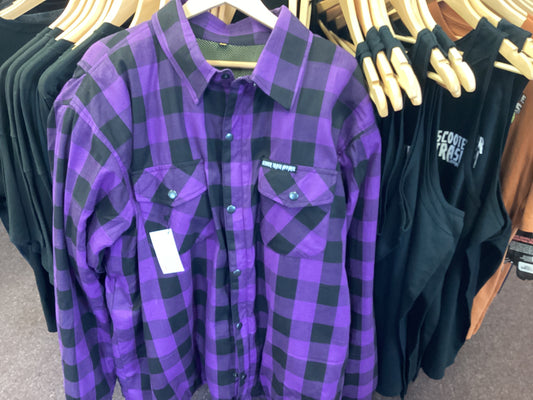 Scooter trash purple riding flannel