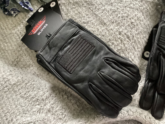 Men’s full finger leather gloves with flag
